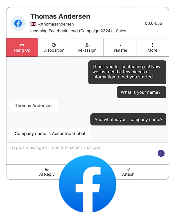 Screenshot showing the Facebook Tab from QContact